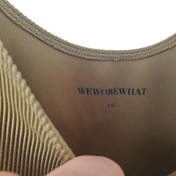 NWT WeWoreWhat Active Scoop Neck Bodysuit Solid Rib Green Size L - Picture 4 of 8